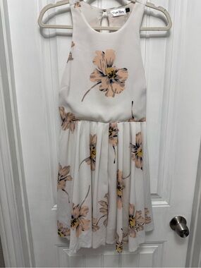 Brigitte Bailey Women's Ivory Floral Sleeveless V-Neck Shift Dress Size S (1-13)